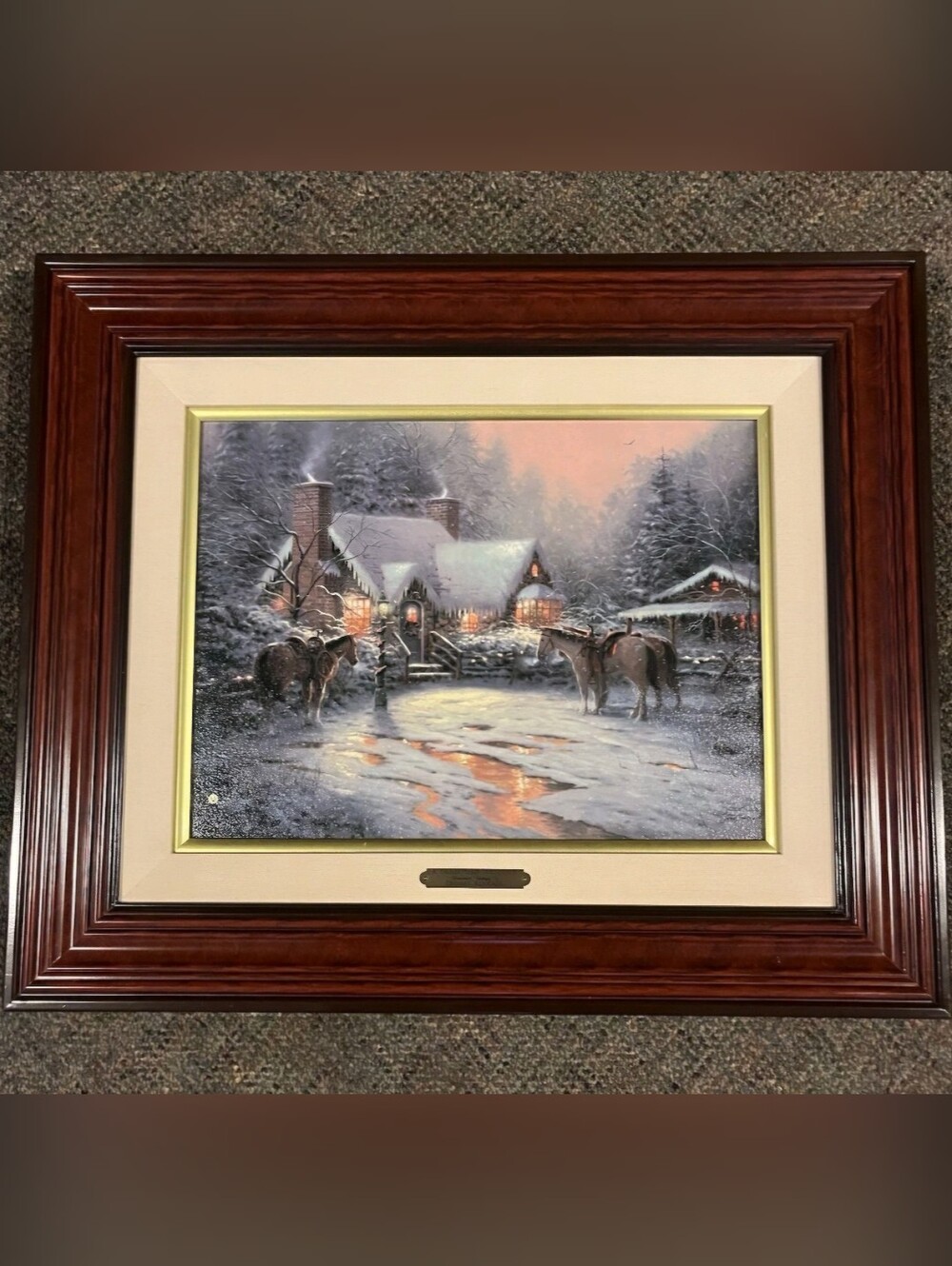 Thomas Kinkade “A Christmas Welcome” 16x12 Limited Canvas Framed